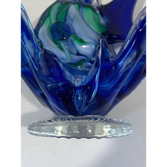 Fish Waves Glass Art Figurine Pedestal - Picture 10 of 11